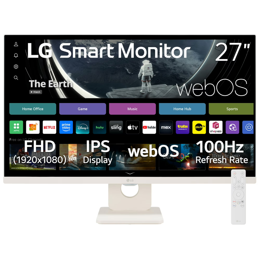 LG 27" (27U55WSA-W.AUS) FHD IPS Smart Monitor 100Hz White (New) Wireless Place