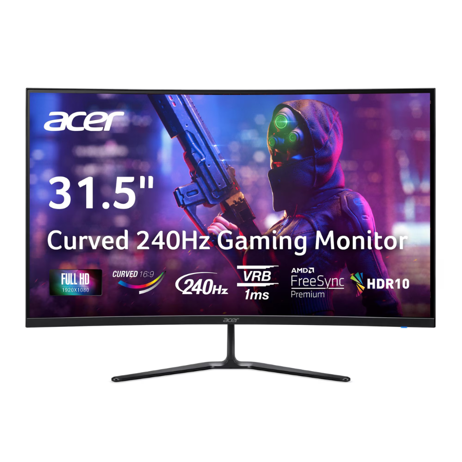 Acer Nitro 31.5" (ED320Q W0biip) Curved Full HD Gaming Monitor 240Hz Black (New) Wireless Place