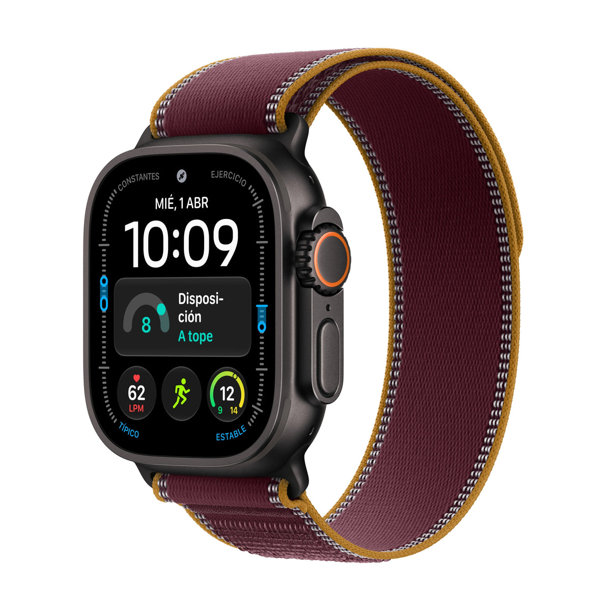Apple Watch Ultra 4 (GPS + Cellular) - Caja de titanio negro de 49 mm - Correa Loop Trail burdeos - Talla M/L Apple
