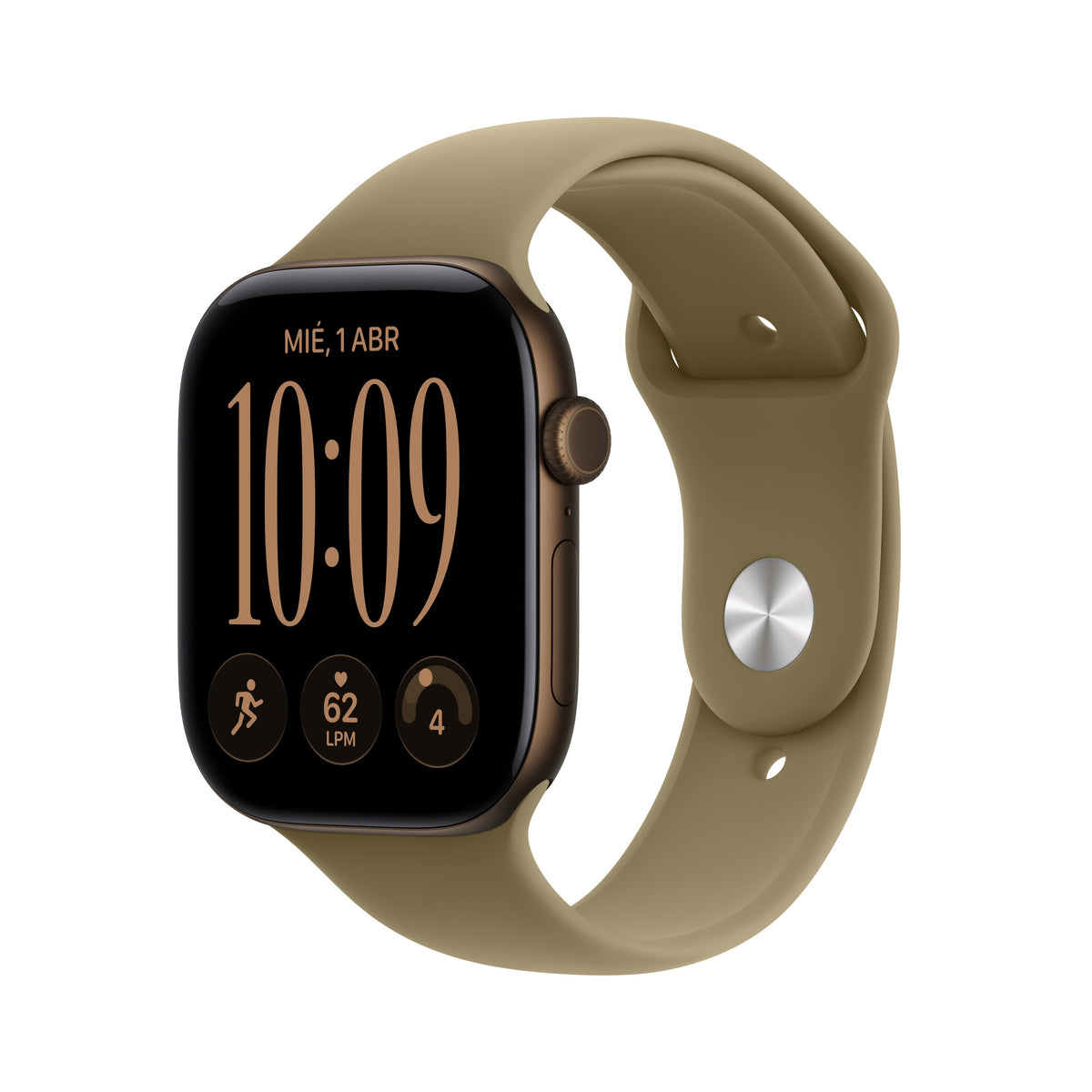 Apple Watch Series 12 (GPS + Cellular) - Caja de aluminio en bronce oscuro (46 mm) - Correa deportiva verde oliva - Talla M/L Apple