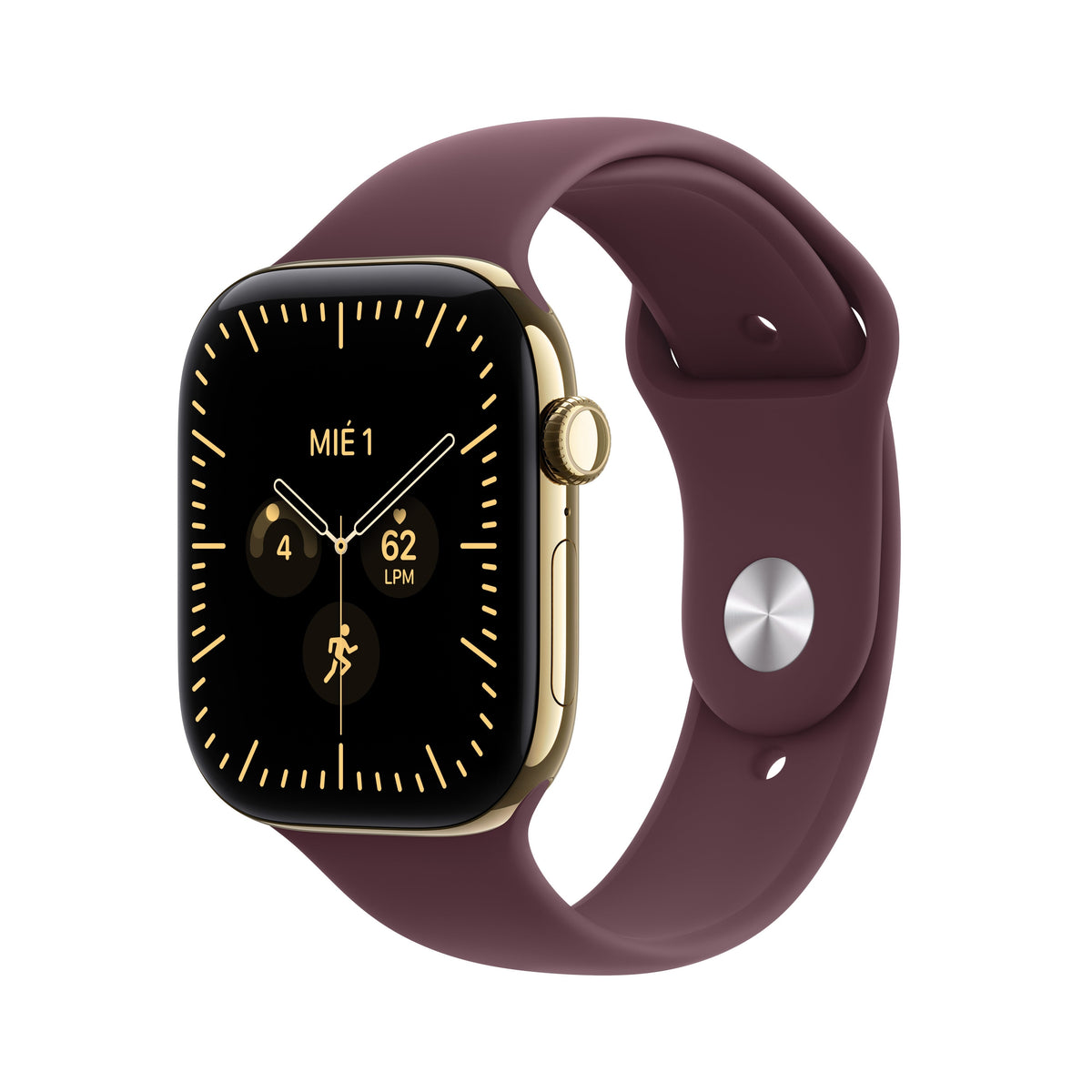 Apple Watch Series 12 (GPS + Cellular) - Caja de titanio en oro brillante (46 mm) - Correa deportiva burdeos - Talla M/L Apple
