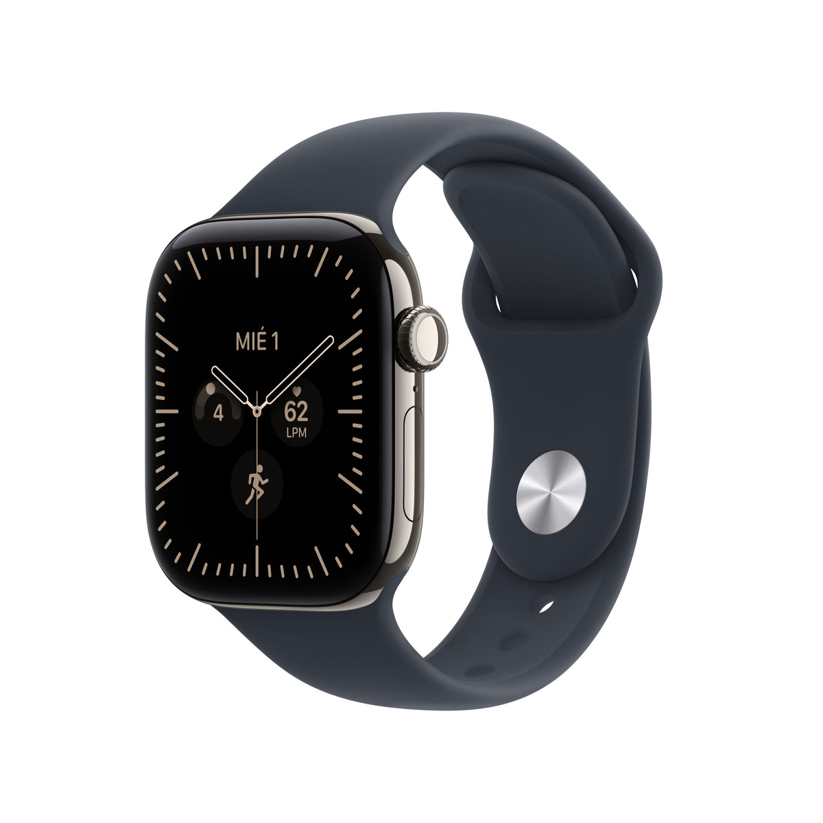 Apple Watch Series 12 (GPS + Cellular) - Caja de titanio en color natural (42 mm) - Correa deportiva azul marino - Talla M/L Apple