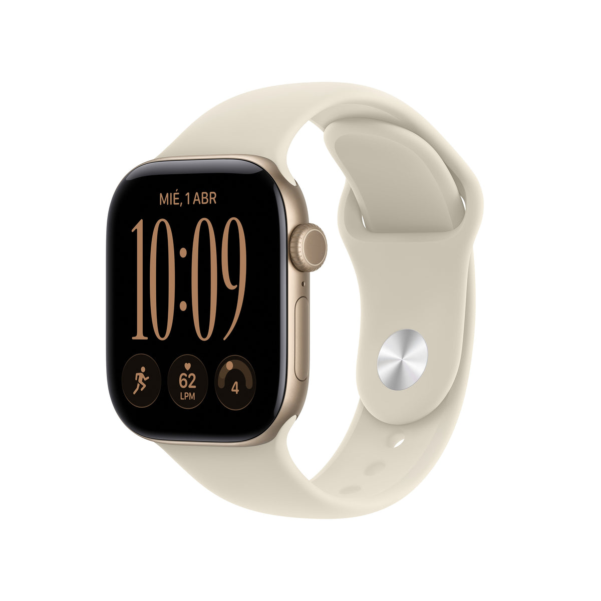 Apple Watch Series 12 (GPS + Cellular) - Caja de aluminio en dorado claro (42 mm) - Correa deportiva color arena - Talla M/L Apple