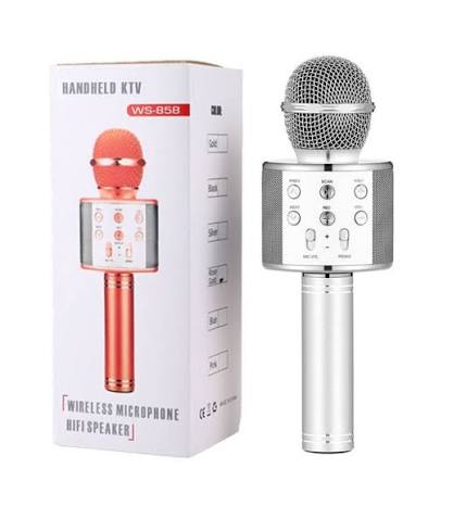 Hopecom WS-858 Wireless Karaoke Microphone Speaker - Portable Handheld Bluetooth Mic with Echo & Voice Changer - Eurotec