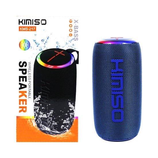 Kimiso KMS-217 Portable Wireless Bluetooth Speaker - IPX6 Waterproof Outdoor Sound System with RGB LED Light & TF/USB Support - Eurotec