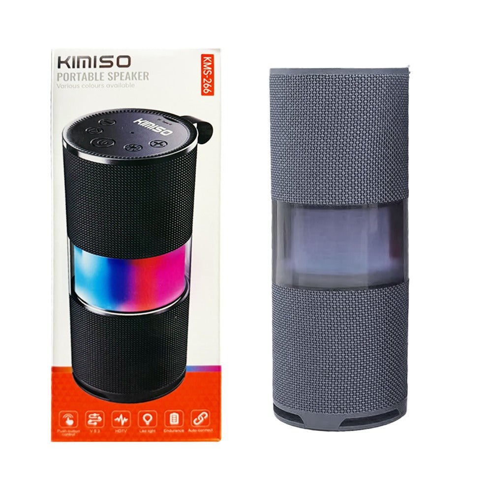 Kimiso KMS-266 Portable Bluetooth Speaker with Dynamic RGB LED Lights - Wireless MP3 Audio Player for Home & Party - Eurotec
