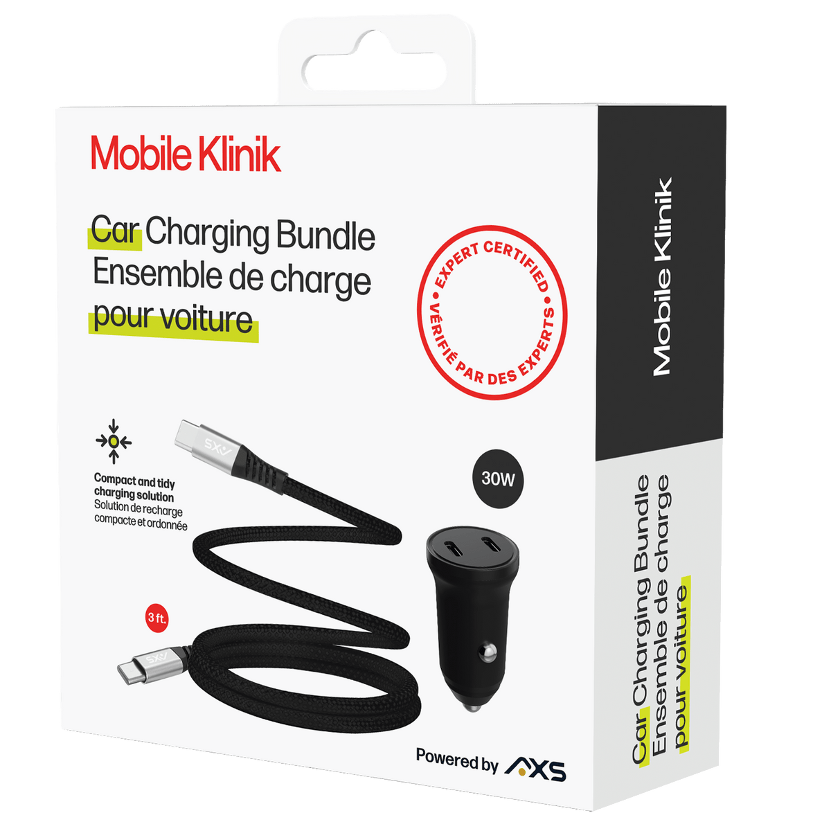 Mobile Klinik Car Bundle - 3ft Magnetic Coil - Lightning (30W) - Dual Port - Eurotec